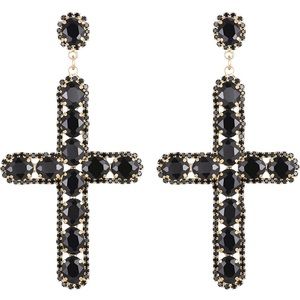 Glistening Crystal Cross Earrings